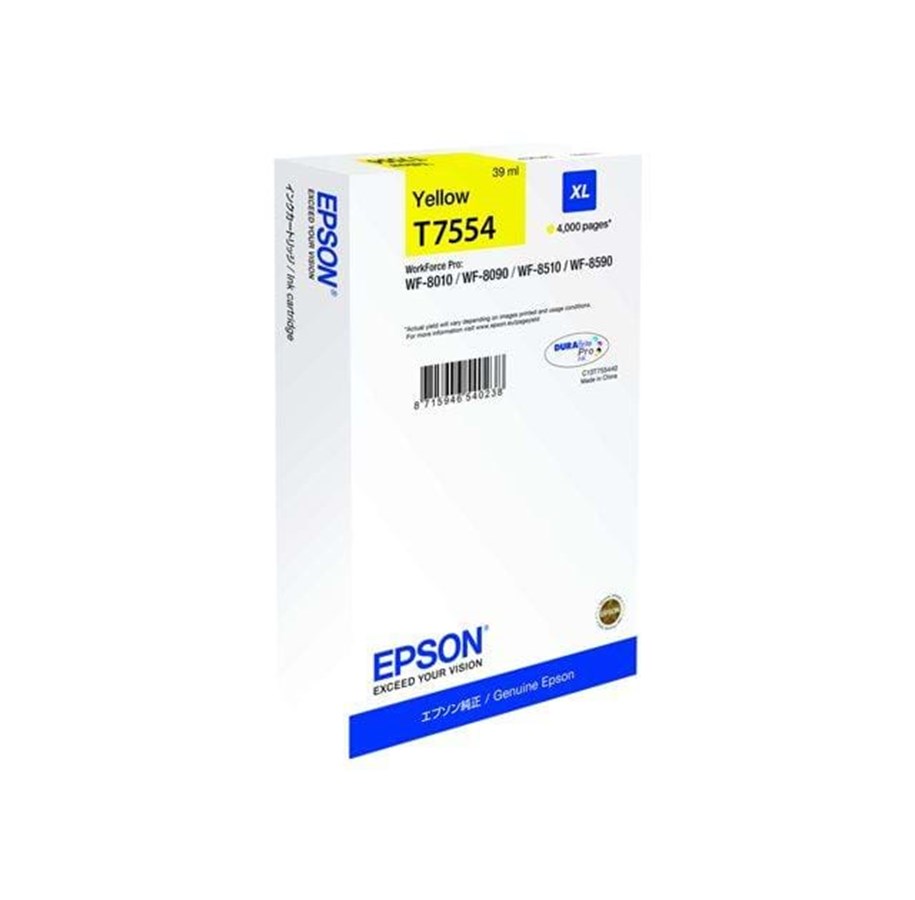 Mustepatruunat, värikasetit ja lisävarusteet - Epson T7554 - Keltainen Ink XL (T7554) - C13T755440
