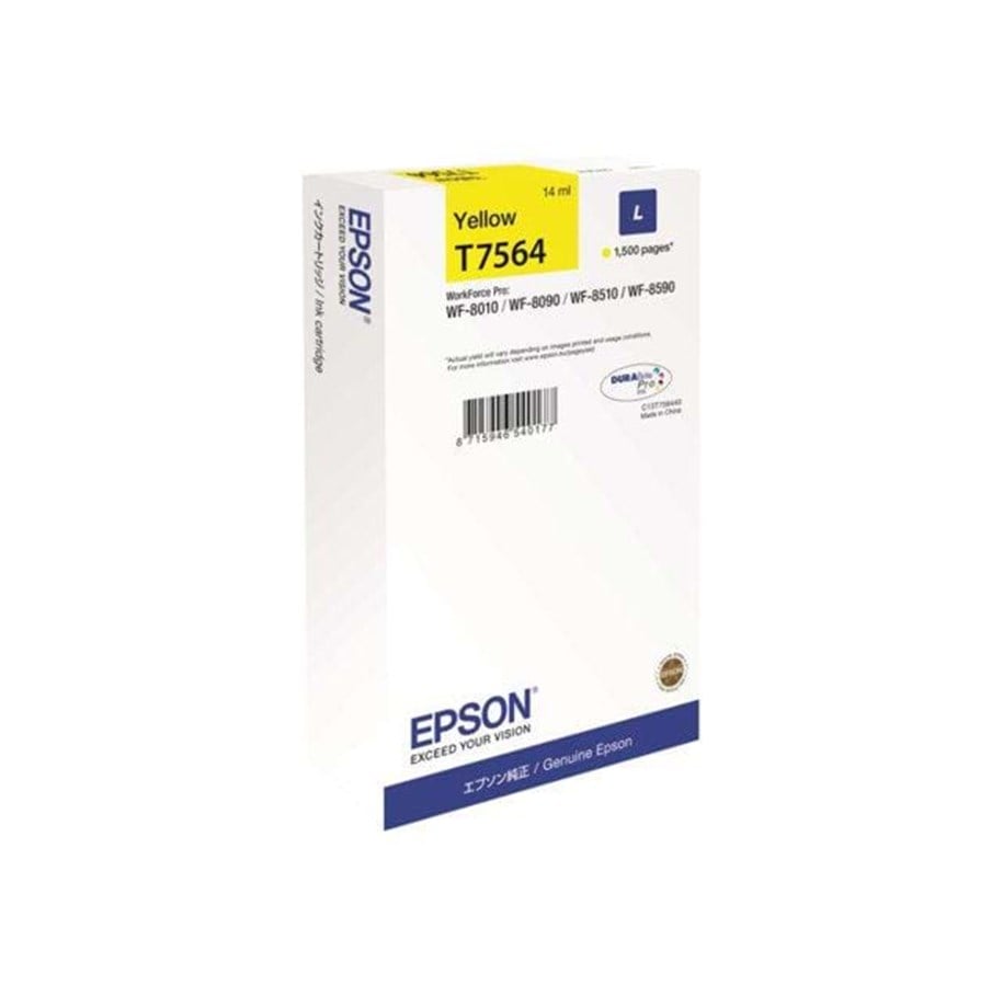 Mustepatruunat, värikasetit ja lisävarusteet - Epson T7564 - Keltainen Ink L (T7564) - C13T756440