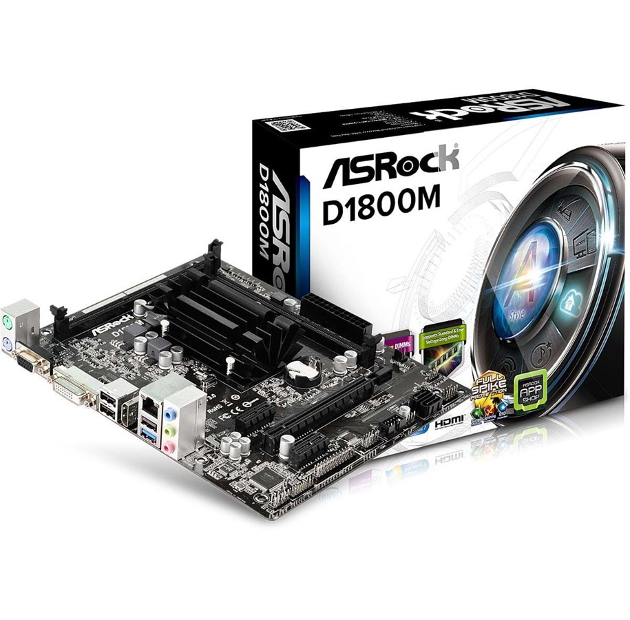 Emolevy - ASRock D1800M Emolevy - Intel Bay Trail-D - Intel Onboard CPU socket - DDR3 RAM - Micro-ATX - D1800M