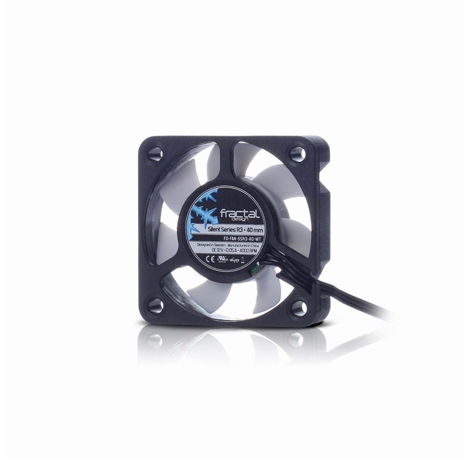 Kotelotuuletin - Fractal Design Tuuletin Silent R3 - Kotelotuuletin - 40mm - Musta valkoisilla siivillä - 20 dBA - FD-FAN-SSR3-40-WT
