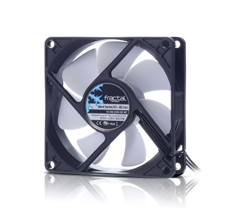 Kotelotuuletin - Fractal Design Fan Silent R3 - Kotelotuuletin - 80mm - Musta valkoisilla siivillä - 18 dBA - FD-FAN-SSR3-80-WT