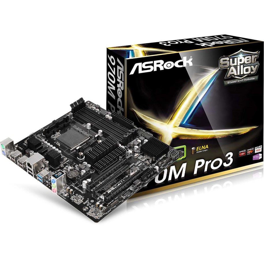 Emolevy - ASRock 970M PRO3 Emolevy - AMD 970 - AMD AM3+ socket - DDR3 RAM - Micro-ATX - 970M PRO3