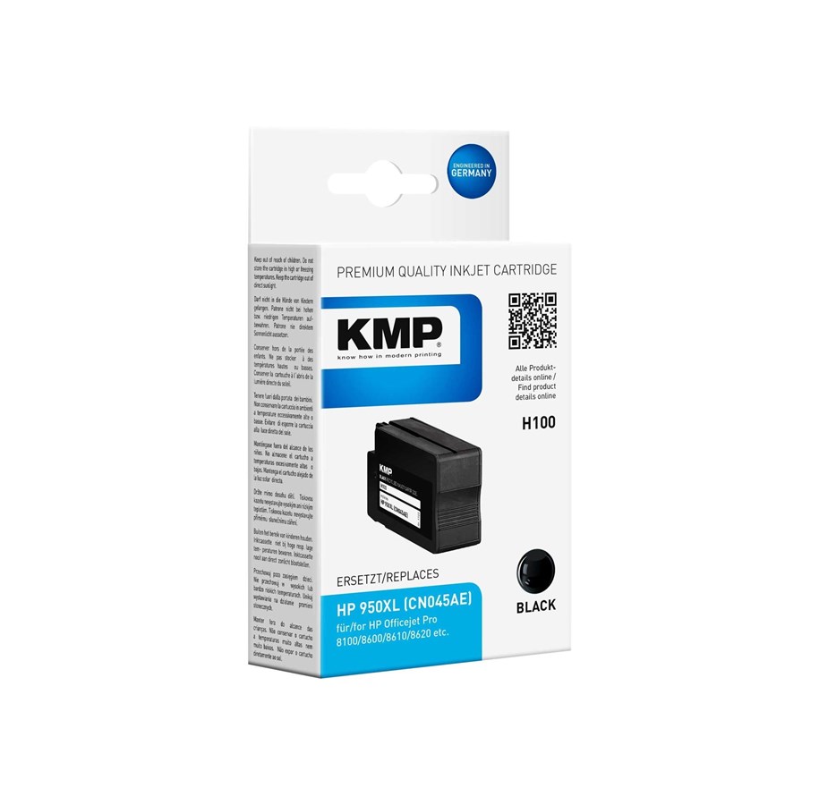 Mustepatruunat, värikasetit ja lisävarusteet - KMP H100 Musta Ink / Alternative to HP 950 Musta CN049AE - 1722,4001