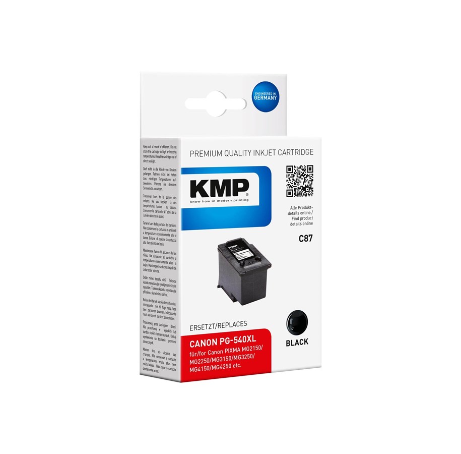 Mustepatruunat, värikasetit ja lisävarusteet - KMP C87 - (alternative for: Canon 5222B005 Canon PG-540XL) - Musta ink - 1516,4001