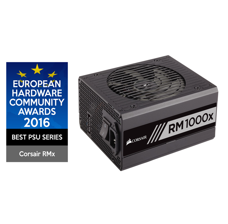 Virtalähde - Corsair RM1000x Virtalähde - 1000 Watt - 135 mm - ATX - 80 Plus Kulta sertifioitu - CP-9020094-EU