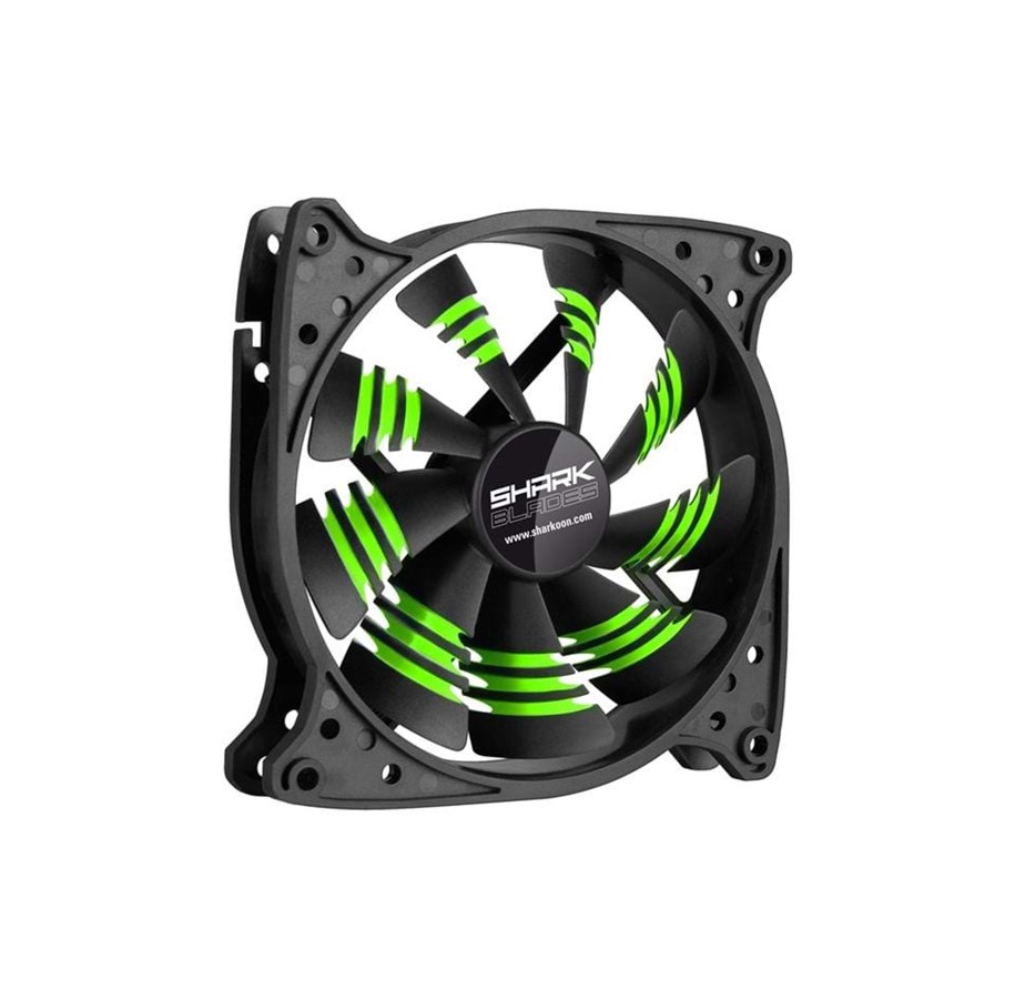 Kotelotuuletin - Sharkoon Fan SHARK Blades Green - Kotelotuuletin - 120mm - Vihreä - 19 dBA - 4044951013876