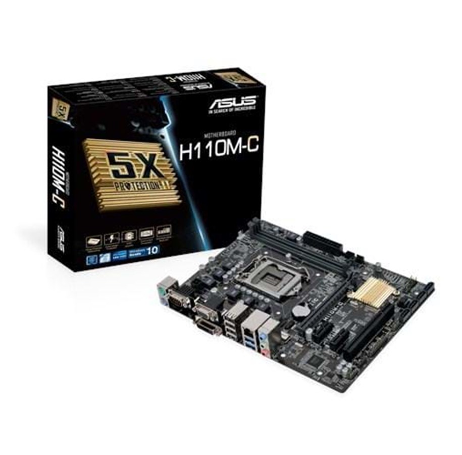 Emolevy - ASUS H110M-C Emolevy - Intel H110 Express - Intel LGA1151 - DDR4 RAM - Micro-ATX - 90MB0NY0-M0EAY0