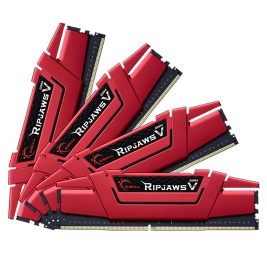 RAM - G.Skill Ripjaws V DDR4-2800 - 64GB - CL15 - Quad Channel (4 pcs) - Intel XMP - Punainen - F4-2800C15Q-64GVR