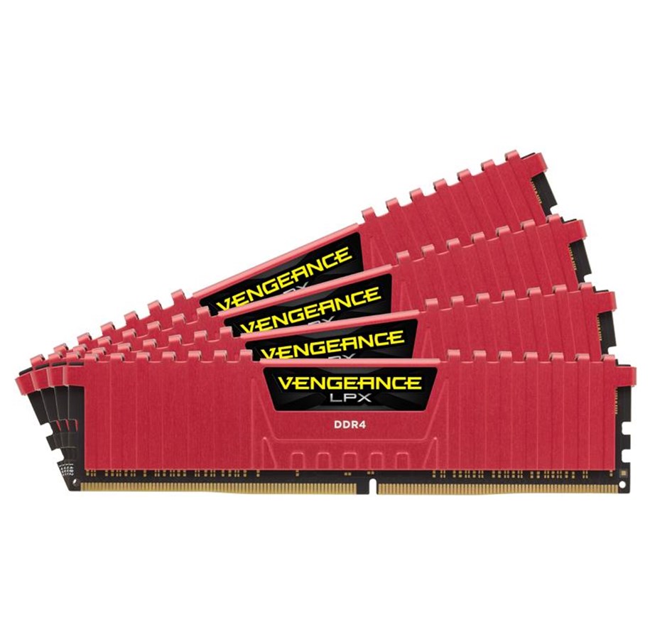 RAM - Corsair Vengeance LPX DDR4-2133 - 64GB - CL13 - Quad Channel (4 pcs) - Intel XMP - Punainen - CMK64GX4M4A2133C13R