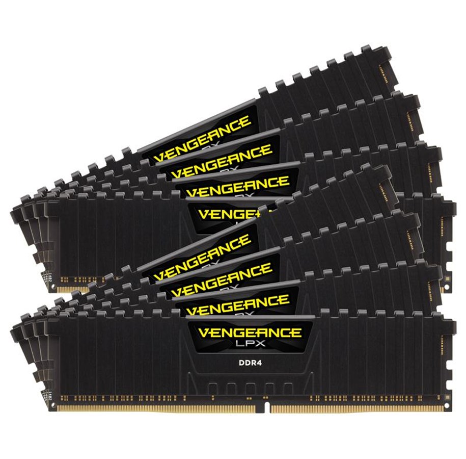 RAM - Corsair Vengeance LPX DDR4-3000 - 128GB - CL16 - Octa Channel (8 pcs) - Intel XMP - Musta - CMK128GX4M8B3000C16