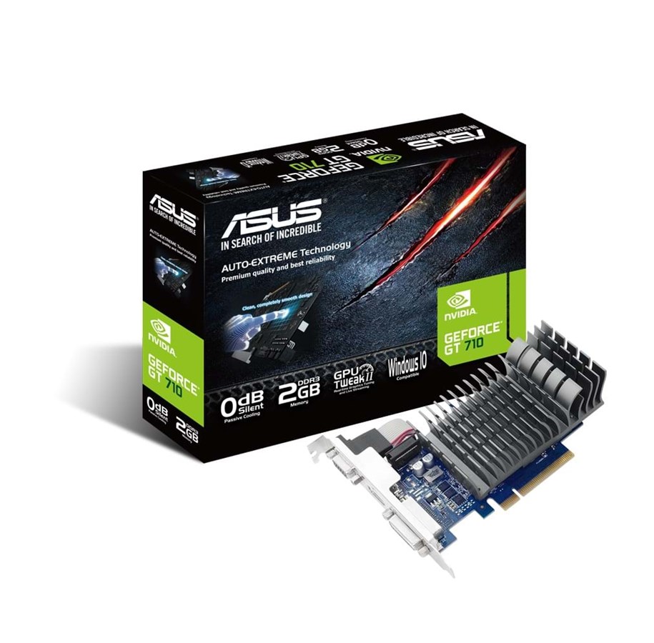 Näytönohjaimet - ASUS GeForce GT 710 Silent - 2GB GDDR3 RAM - Näytönohjaimet - 90YV0940-M0NA00