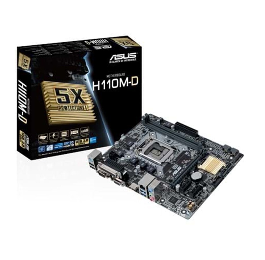 Emolevy - ASUS H110M-D Emolevy - Intel H110 Express - Intel LGA1151 socket - DDR4 RAM - Micro-ATX - 90MB0PY0-M0EAY0