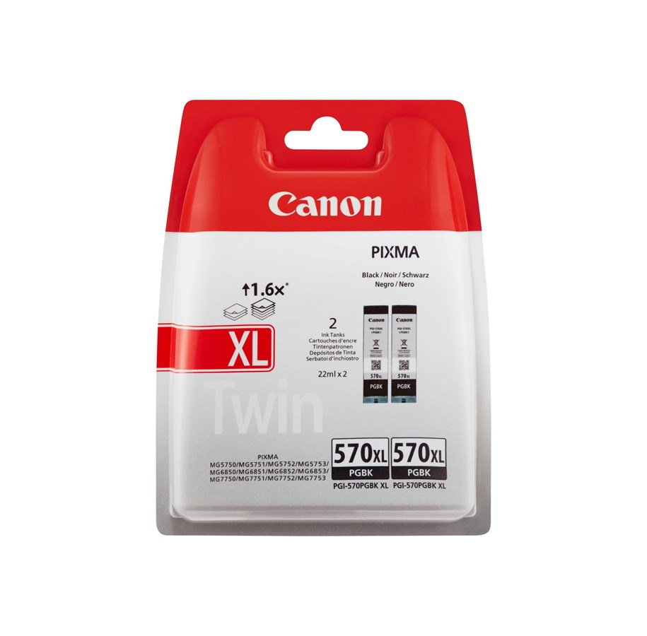 Mustepatruunat, värikasetit ja lisävarusteet - Canon PGI-570XL / 0318C007 High Musta Twin - 0318C007
