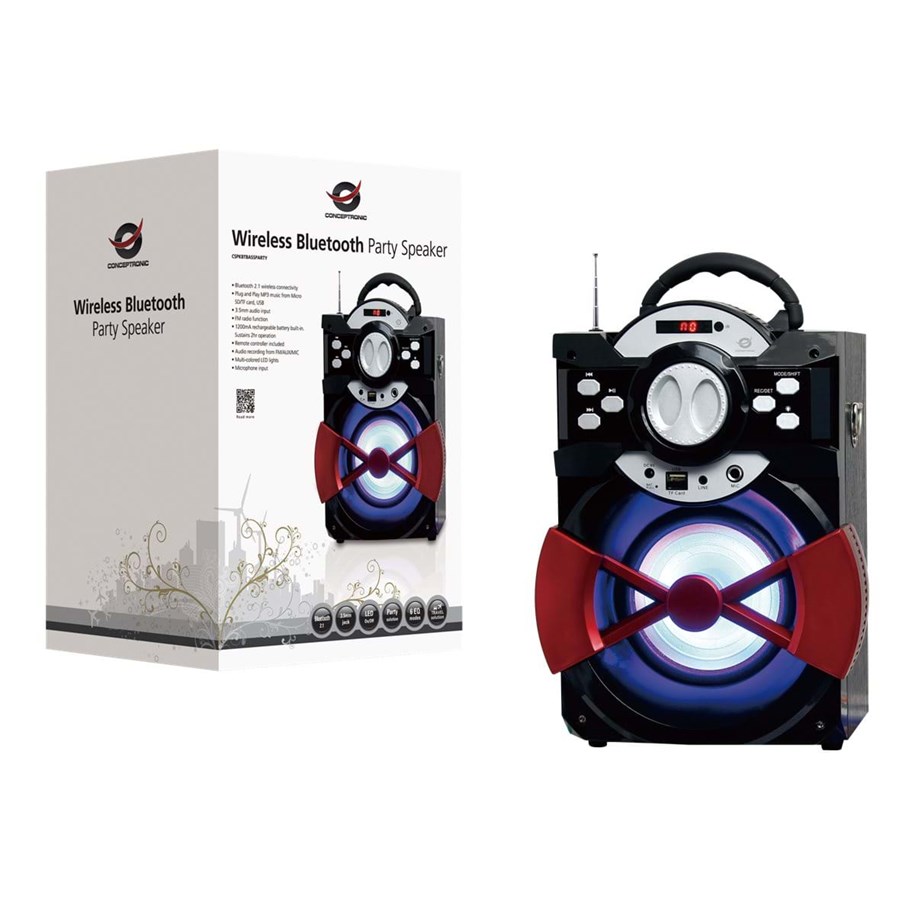 Kannettavat & Bilekaiuttimet - Conceptronics Wireless Bluetooth Party Speaker - CSPKBTBASSPARTY