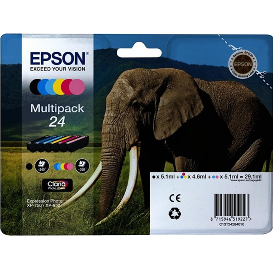 Mustepatruunat, värikasetit ja lisävarusteet - Epson 24 monipakkaukset - C13T24284021