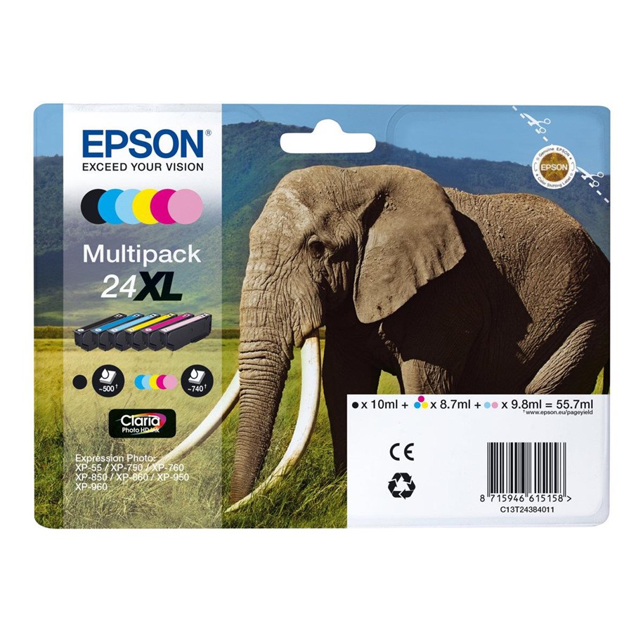 Mustepatruunat, värikasetit ja lisävarusteet - Epson 24XL Multipack - C13T24384021