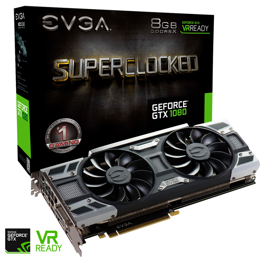 Näytönohjaimet - EVGA GeForce GTX 1080 SC ACX 3.0 - 8GB GDDR5X RAM - Näytönohjaimet - 08G-P4-6183-KR