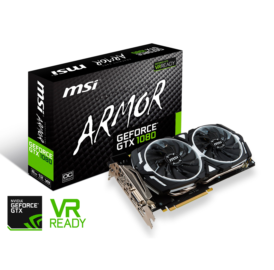 Näytönohjaimet - MSI GeForce GTX 1080 ARMOR OC - 8GB GDDR5X RAM - Näytönohjaimet - GTX 1080 ARMOR 8G OC