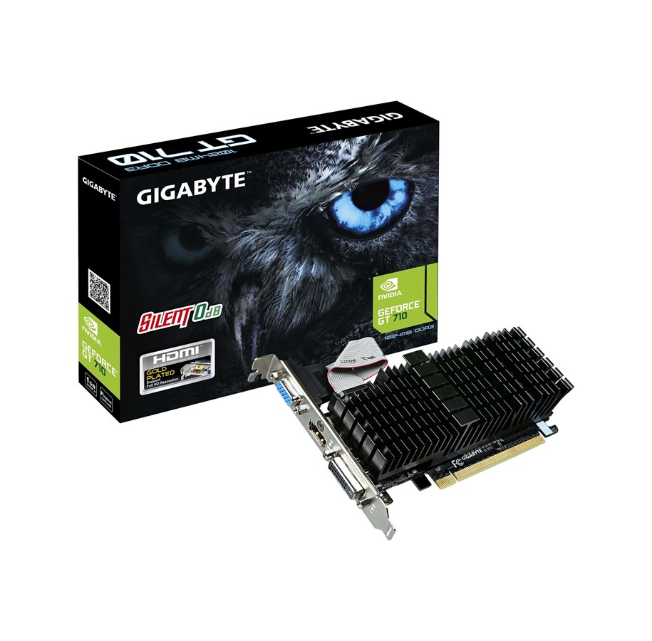 Näytönohjaimet - GIGABYTE GeForce GT 710 Silent - 1GB GDDR3 RAM - Näytönohjaimet - GV-N710SL-1GL