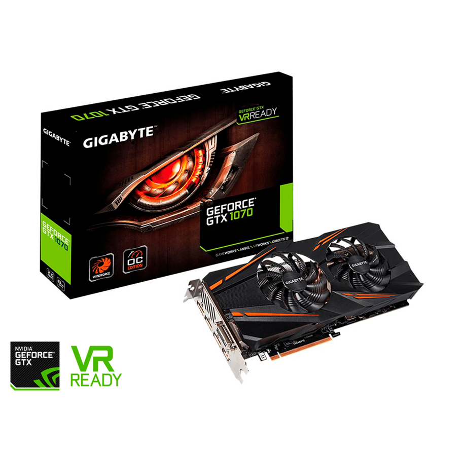 Näytönohjaimet - GIGABYTE GeForce GTX 1070 WindForce OC - 8GB GDDR5 RAM - Näytönohjaimet - GV-N1070WF2OC-8GD