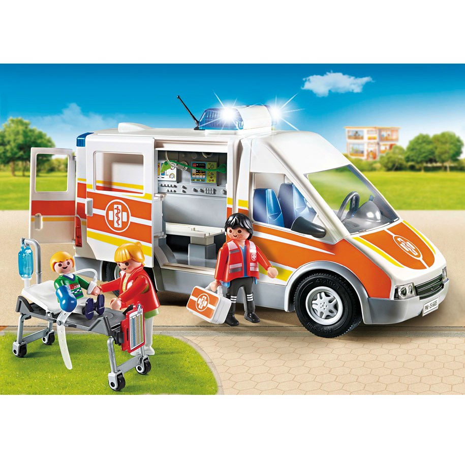 Playmobil - Playmobil Kaupunkielämää - Ambulanssi, jossa valot ja ääni - 6685