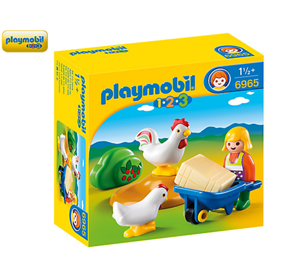 Playmobil - Playmobil 1.2.3 - Famer's Wife with Hens - 6965 - 6965