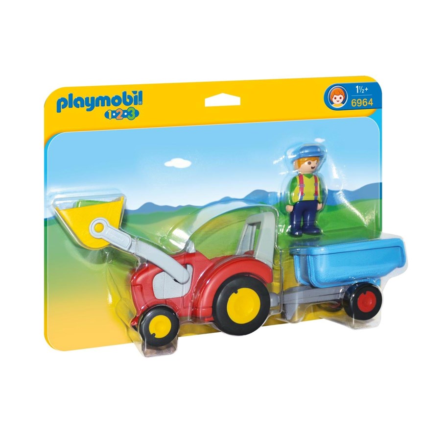 Playmobil - Playmobil 1.2.3 - Maanviljelijä, traktori ja peräkärry - 6964