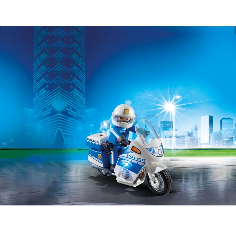 Hahmot - Playmobil Poliisimoottoripyörä ja LED-vilkkuvalo - 6923