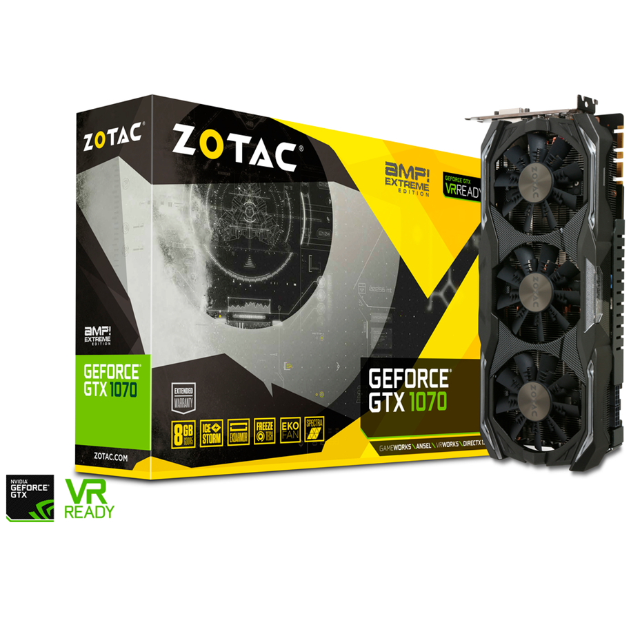 Näytönohjaimet - ZOTAC GeForce GTX 1070 AMP Extreme - 8GB GDDR5 RAM - Näytönohjaimet - ZT-P10700B-10P