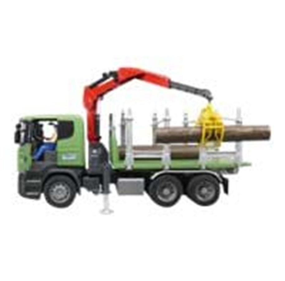 Leluautot - Bruder Scania R-series Timber truck with loading crane and 3trunks - 03524