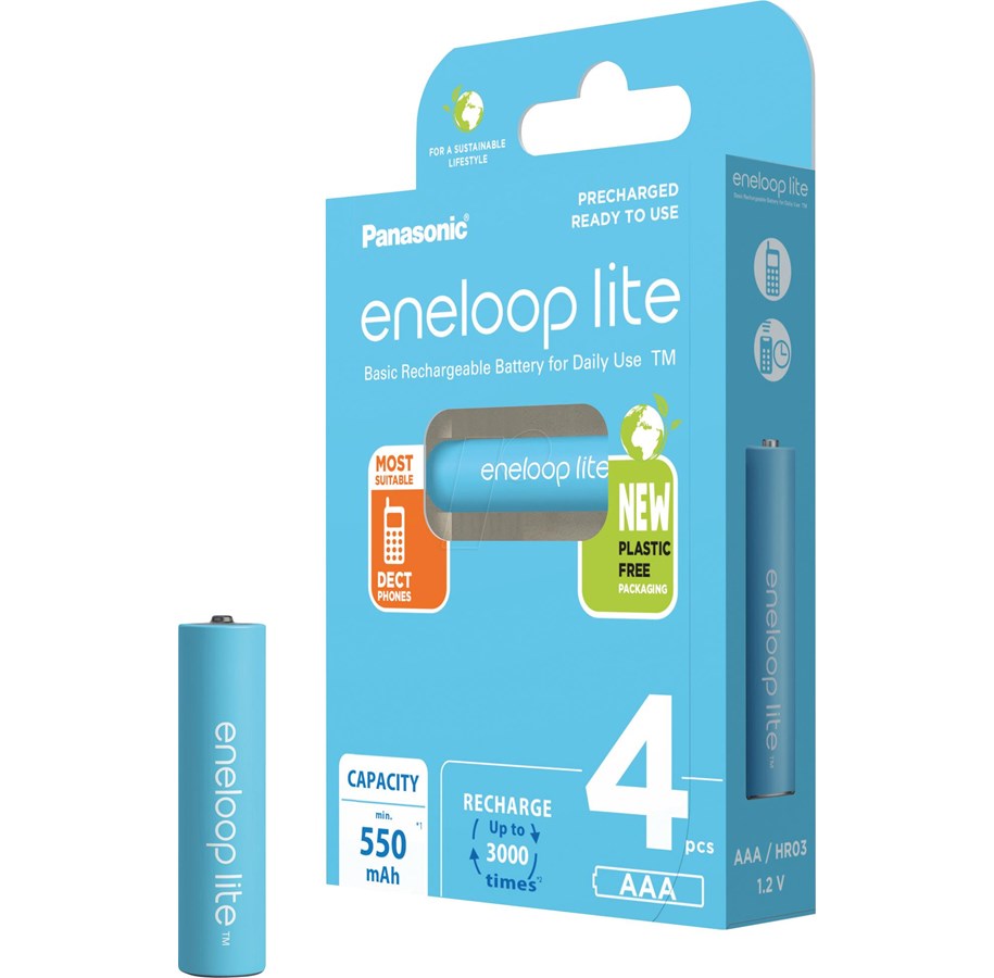 Akut ja Paristot - Panasonic eneloop lite BK-4LCCE/4BE battery - 4 x AAA - NiMH - BK-4LCCE/4BE
