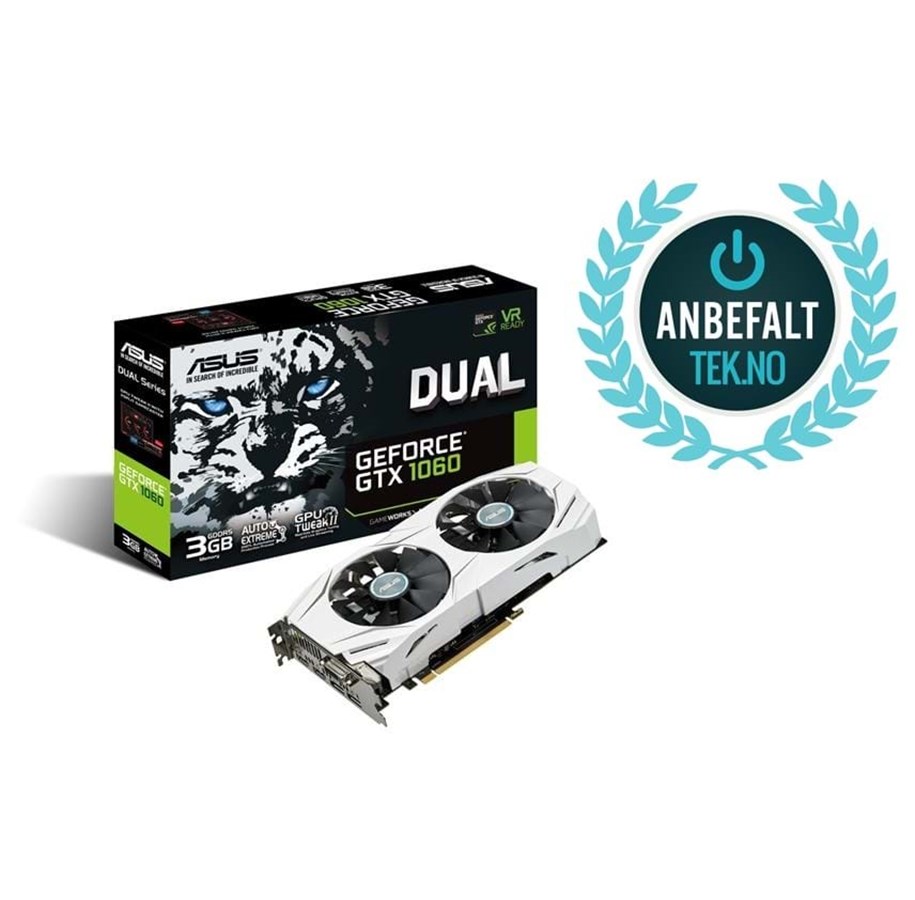 Näytönohjaimet - ASUS GeForce GTX 1060 DUAL OC - 3GB GDDR5 RAM - Näytönohjaimet - 90YV09X3-M0NA00