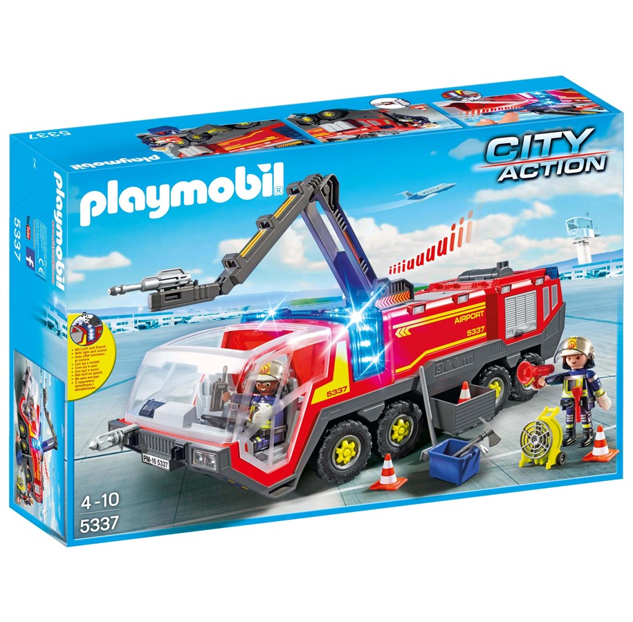 Playmobil - Playmobil Kaupunkitoimintaa - Lentokenttäpaloauto, toimivat valot ja äänet - 5337