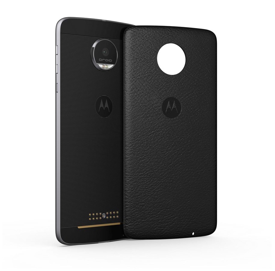 Puhelin - Kannet ja kotelot - Motorola Moto Mods Back Cover - Black Leather - ASMCAPBKLREU