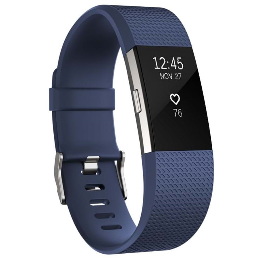 Älykellot, Urheilukellot & Aktiivisuusrannekkeet - Fitbit Charge 2 - Blue/Silver - Large - FB407SBUL