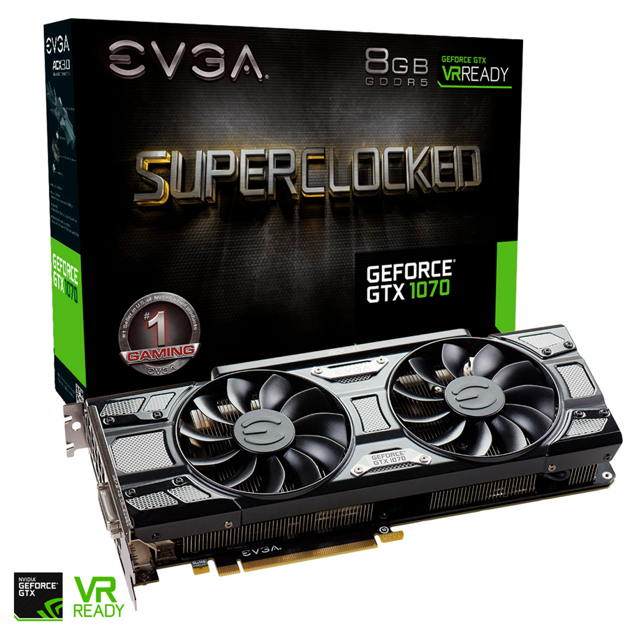 Näytönohjaimet - EVGA GeForce GTX 1070 Black - 8GB GDDR5 RAM - Näytönohjaimet - 08G-P4-5173-KR