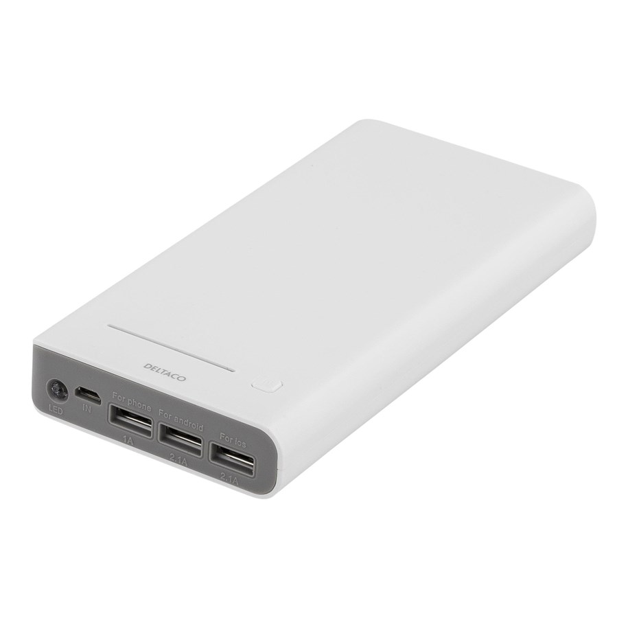 Powerbank - Deltaco PB-815 Powerbank - Valkoinen - 16000 mAh - PB-815