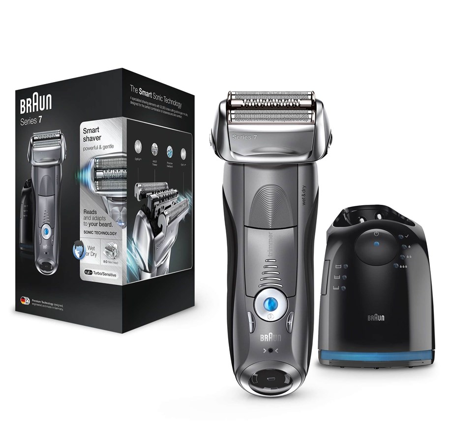 Parranajokoneet - Braun Partakoneet Series 7 -Parranajokone 7865cc, Clean&Charge-asema Ja Matkakotelo – Harmaa - 7865cc