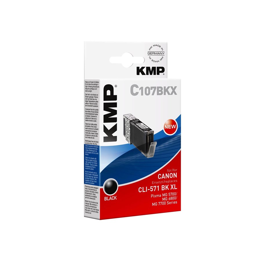 Mustepatruunat, värikasetit ja lisävarusteet - KMP C107BKX - High Yield - Musta Ink - 1568,0001