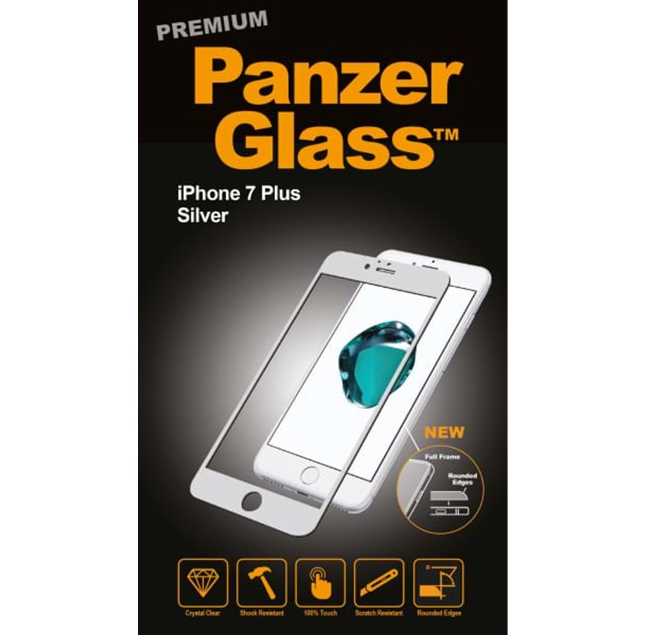 Puhelintarvikkeet - Näytönsuojat - PanzerGlass Apple iPhone 7/8 Plus - Silver (Premium Glass) - PANZER2605