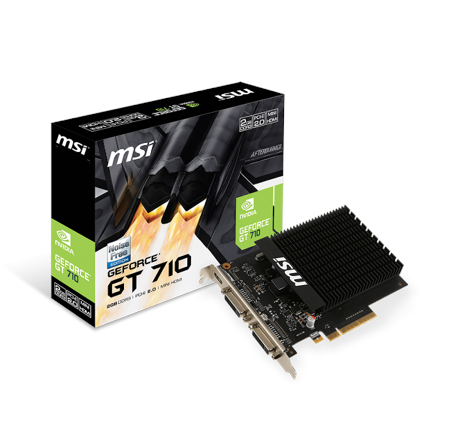 Näytönohjaimet - MSI GeForce GT 710 Silent - 2GB GDDR3 RAM - Näytönohjaimet - GT 710 2GD3H H2D