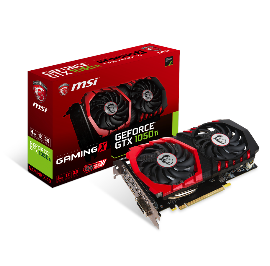Näytönohjaimet - MSI GeForce GTX 1050 Ti GAMING X - 4GB GDDR5 RAM - Näytönohjaimet - GTX 1050 TI GAMING X 4G