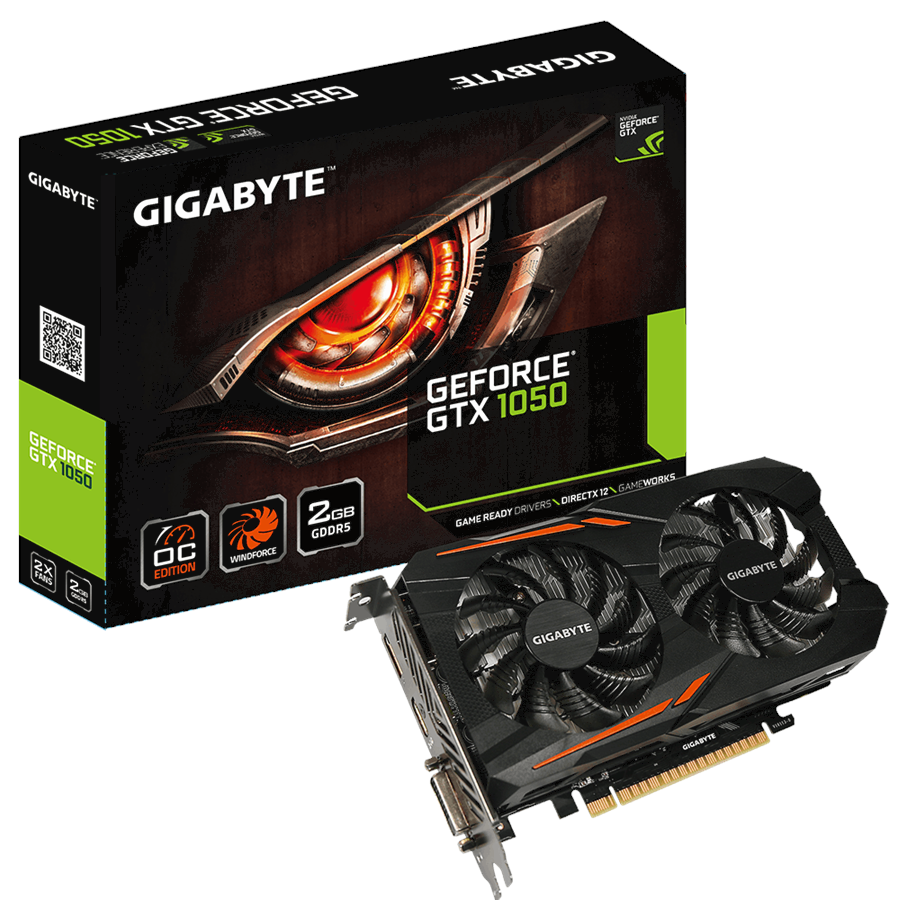 Näytönohjaimet - GIGABYTE GeForce GTX 1050 OC - 2GB GDDR5 RAM - Näytönohjaimet - GV-N1050OC-2GD