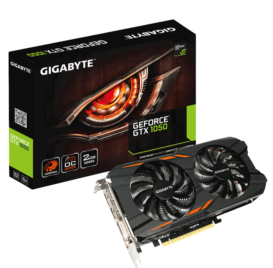Näytönohjaimet - GIGABYTE GeForce GTX 1050 WindForce OC - 2GB GDDR5 RAM - Näytönohjaimet - GV-N1050WF2OC-2GD