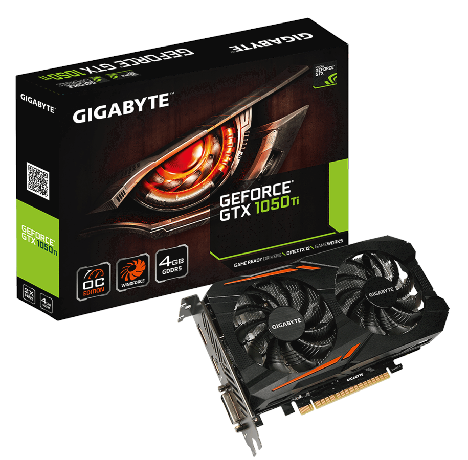 Näytönohjaimet - GIGABYTE GeForce GTX 1050 Ti OC - 4GB GDDR5 RAM - Näytönohjaimet - GV-N105TOC-4GD