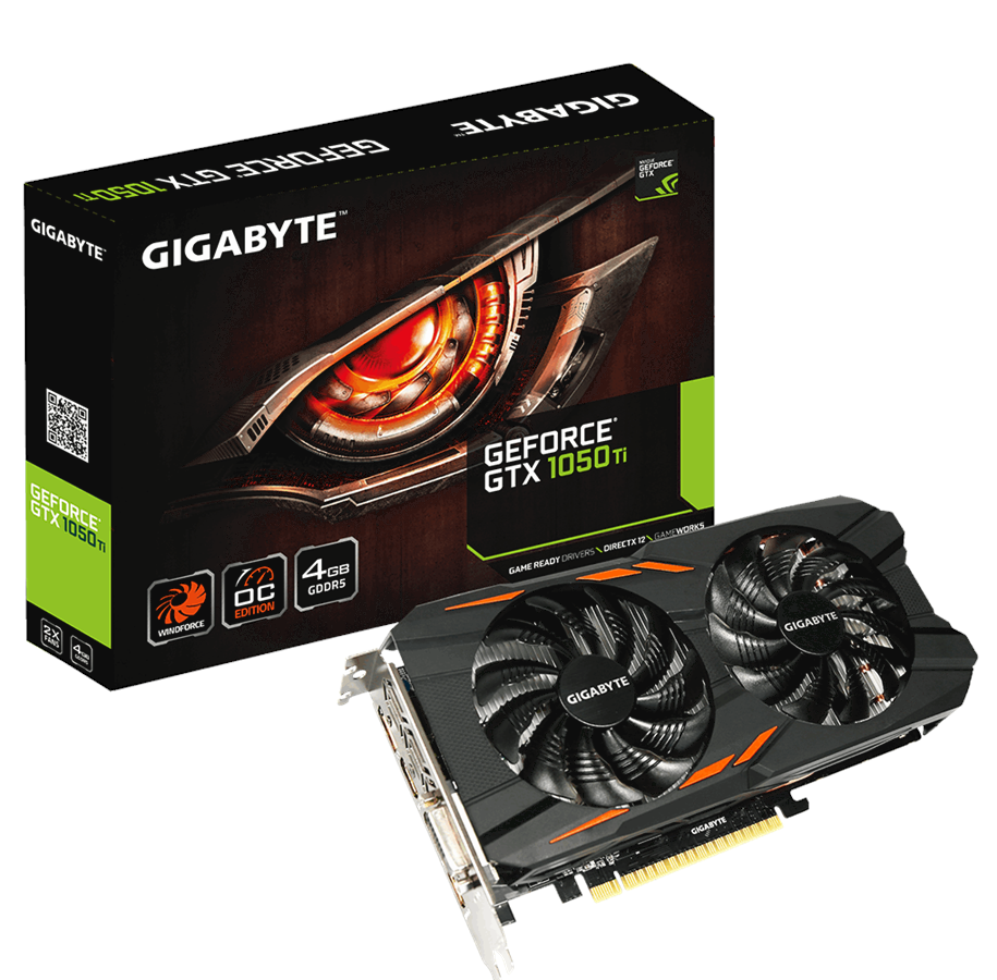Näytönohjaimet - GIGABYTE GeForce GTX 1050 Ti WindForce OC - 4GB GDDR5 RAM - Näytönohjaimet - GV-N105TWF2OC-4GD