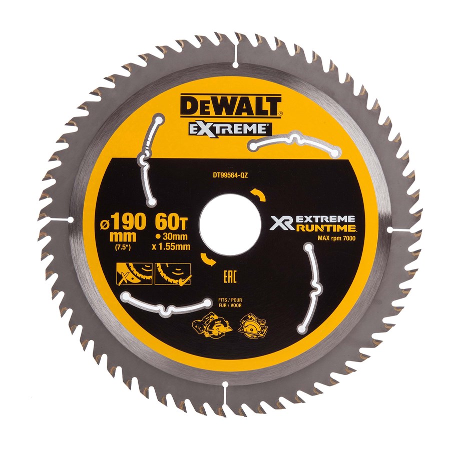 Pyörösahat - Dewalt XR Extreme Runtime Circular Saw Blade 190mm Bore 30mm 60T - DT99564-QZ