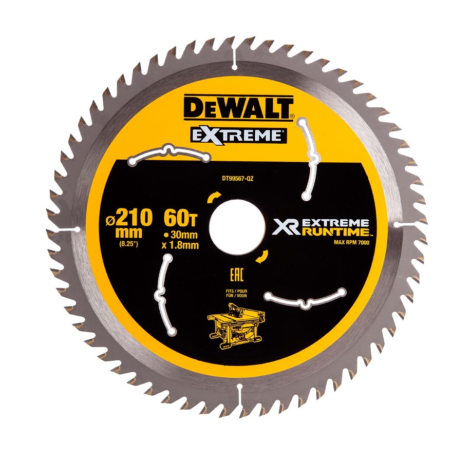 Pyörösahat - Dewalt Extreme Runtime Circular Saw Blade 210mm Bore 30mm 60T - DT99567-QZ