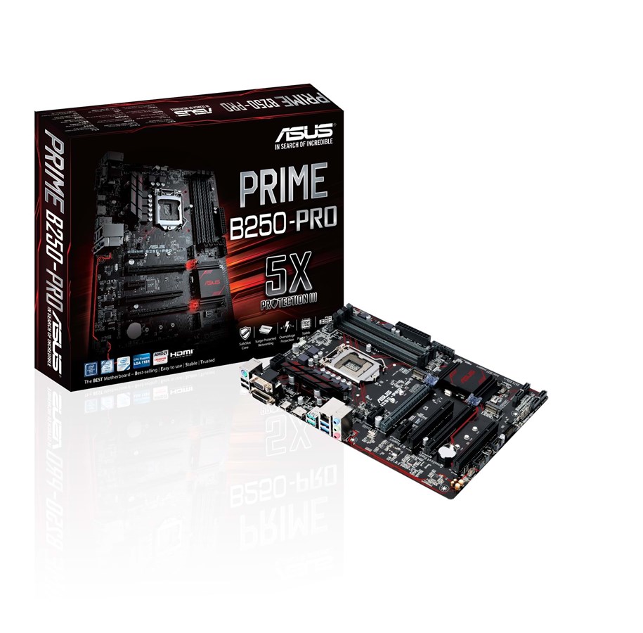 Emolevy - ASUS PRIME B250-PRO Emolevy - Intel B250 - Intel LGA1151 socket - DDR4 RAM - ATX - 90MB0SH0-M0EAY0