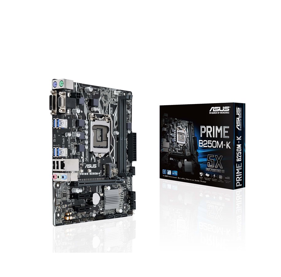 Emolevy - ASUS PRIME B250M-K Emolevy - Intel B250 - Intel LGA1151 socket - DDR4 RAM - Micro-ATX - 90MB0T10-M0EAY0